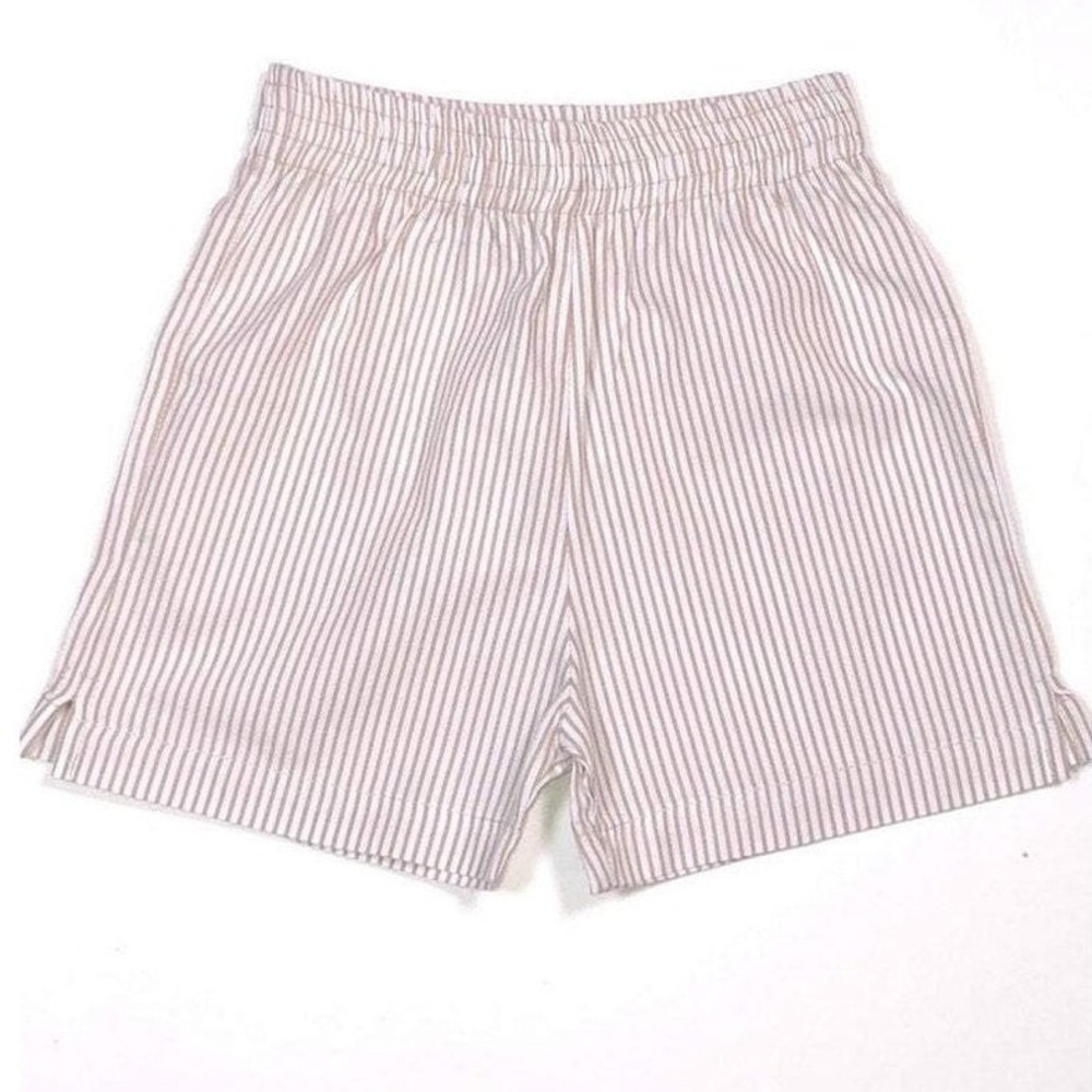 NWT Luigi Kids by Acvisa Boys Khaki Tan Seersucker Shorts Striped Elastic Sz 6